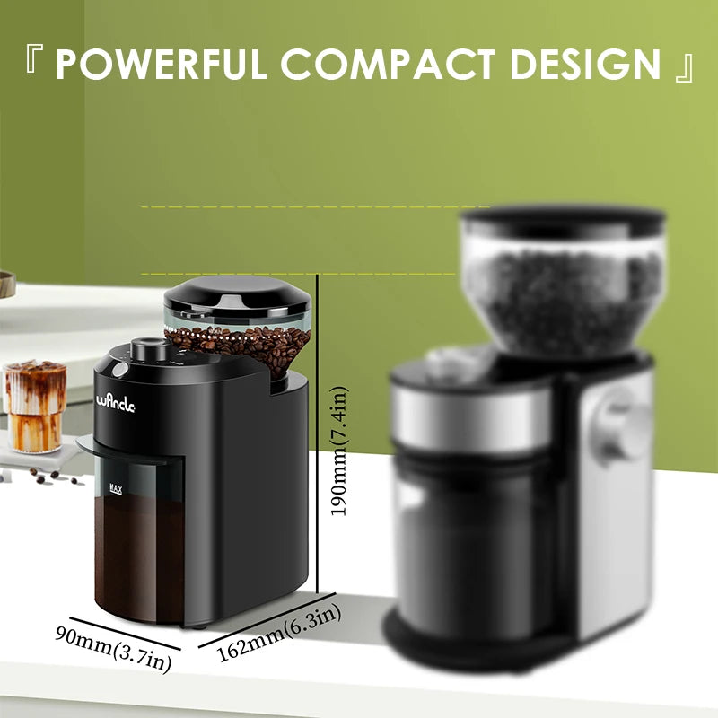 Wancle Electric Burr Coffee Grinder - Adjustable Conical Mill with 28 Grind Settings (220V/120V)