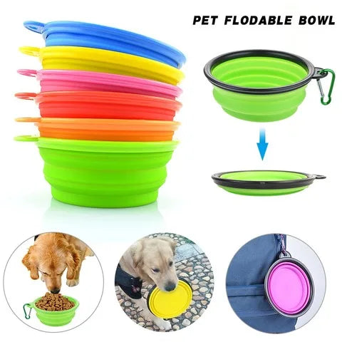 Large Collapsible Silicone Dog Bowl: Portable 350/1000ml Feeder Dish for Outdoor Travel