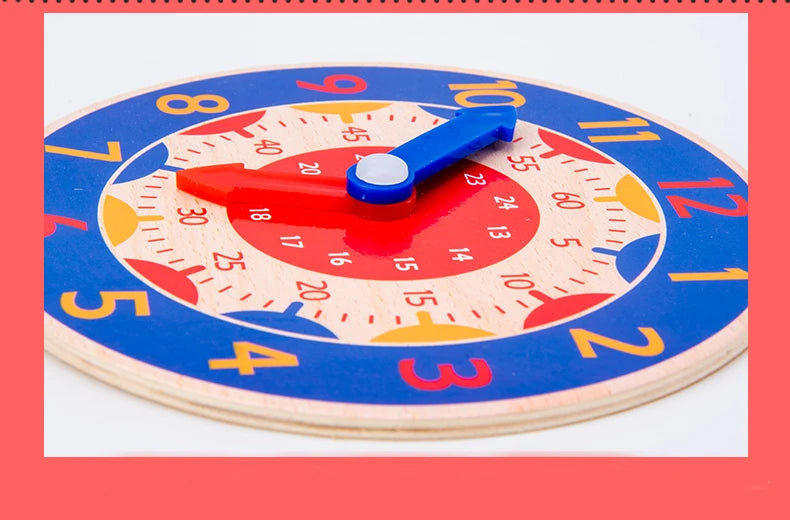 Montessori Wooden Clock: Educational Time-Learning Toy for Kids