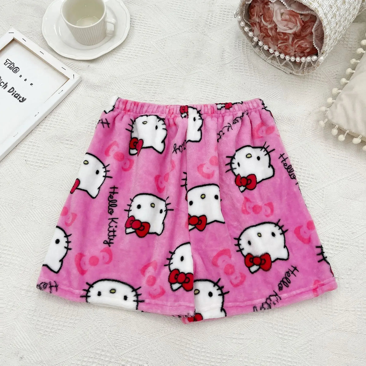 Sanrio Hello Kitty Y2K Kawaii Anime Flannel Pajamas – Women’s Warm Woolen Cartoon Casual Home Pants