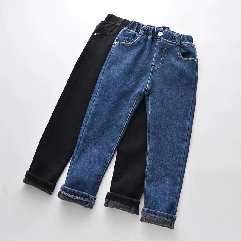 Velvet Winter Warm Pants for Boys and Girls – Fall Jeans for Teenagers, Stylish Outerwear for Kids