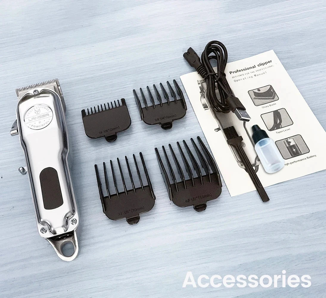 Professional Dog Hair Clipper: All-Metal Rechargeable Pet Trimmer for Quiet Grooming