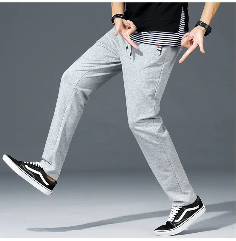 Men&#39;s Autumn Fitness Sweatpants - Elastic Waist Cotton Gym Joggers (M-8XL)