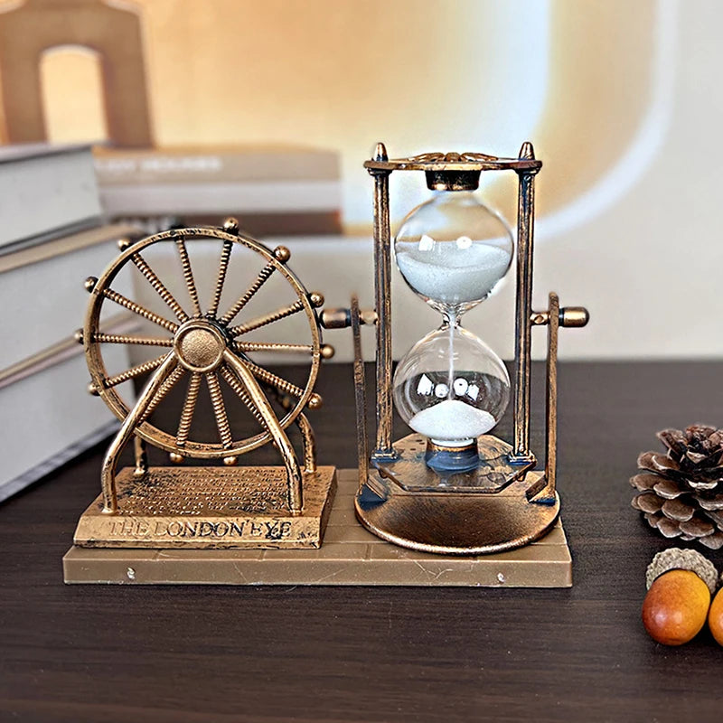 1PC Retro Ferris Wheel Quicksand Hourglass: Creative Desk Ornament for Home or Office