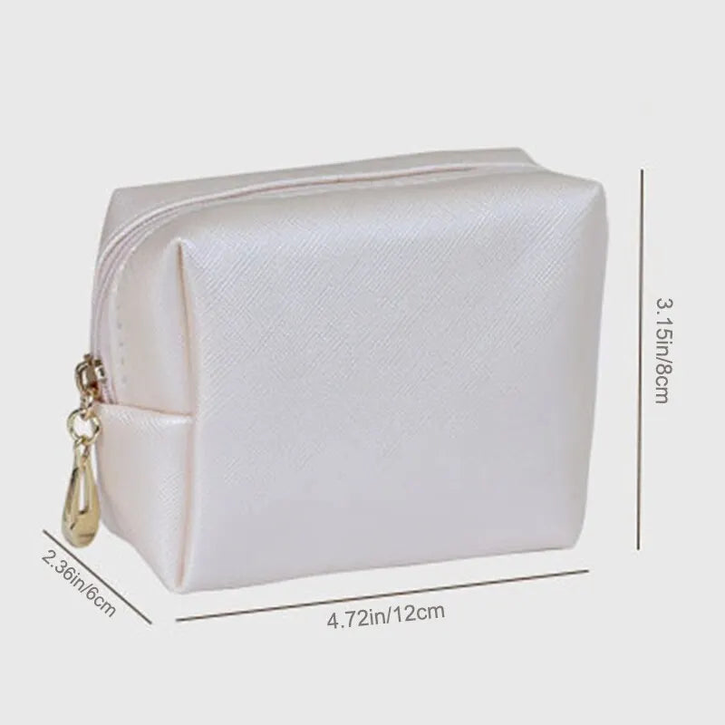 Waterproof PU Leather Cosmetic Bag - Portable Travel Makeup Organizer