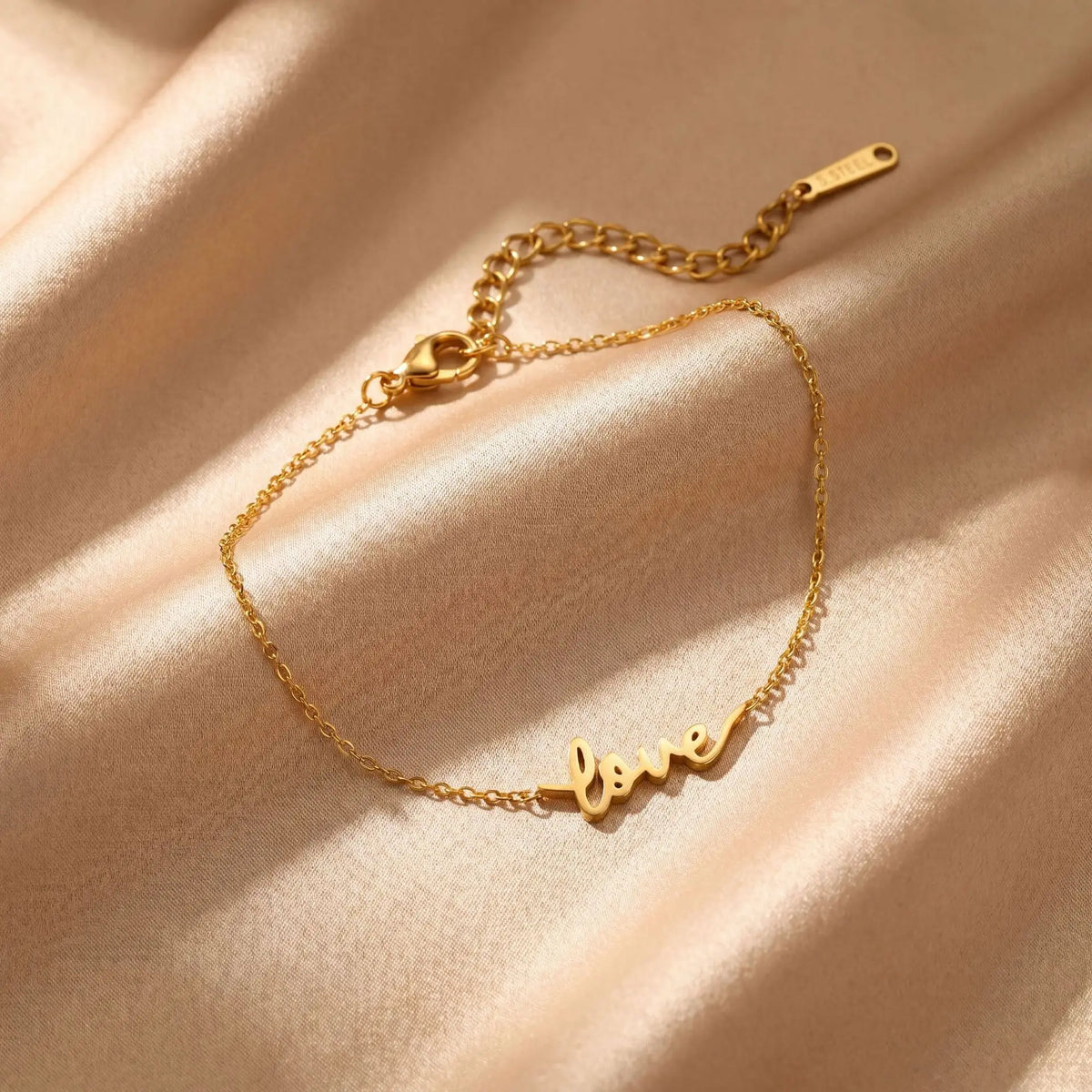 Romantic Love Letter Charm Bracelet for Women, 18K Gold-Plated Stainless Steel, Valentine’s Day Gift