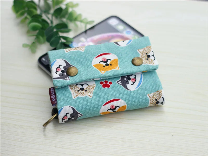 Women&#39;s Fold Card Wallet - Canvas Cartoon Key Organizer &amp; Coin Purse for Girls (2024)