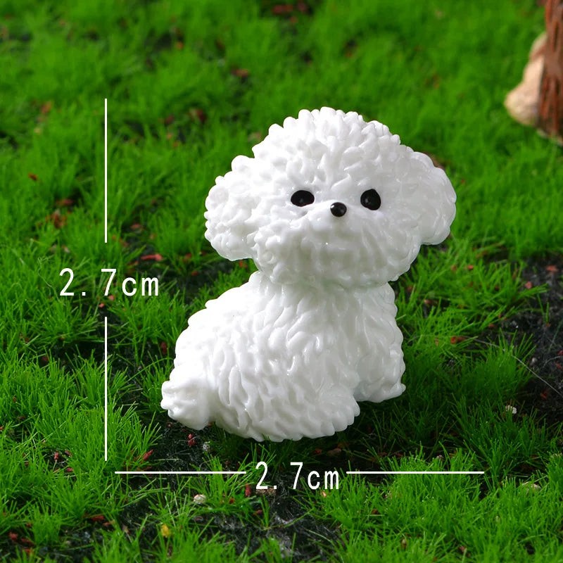 Mini Bichon Frise Dog Figurine: Cute Ornament for Fairy Garden and Home Decor