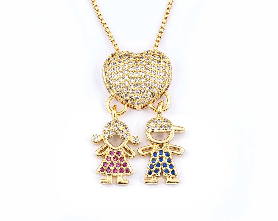 Nidin Luxury Crystal Zircon Heart Pendant Necklace for Girls and Boys, Romantic Inlaid Design Fashion