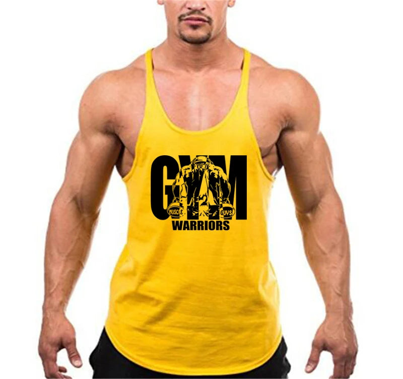 Men&#39;s Fitness Tank Tops – Cotton, Breathable Gym Vests for Bodybuilding, Summer Sleeveless Y-Back Sportswear.