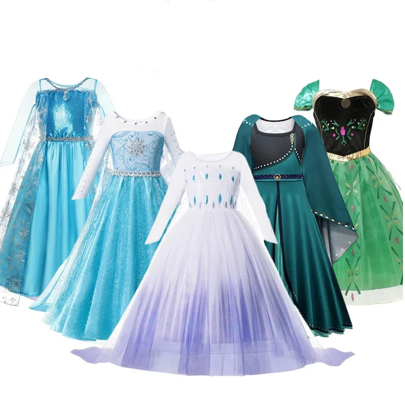 2024 Snow Queen Dress for Girls – Princess Elsa Costume, Fancy Birthday and Carnival Outfit