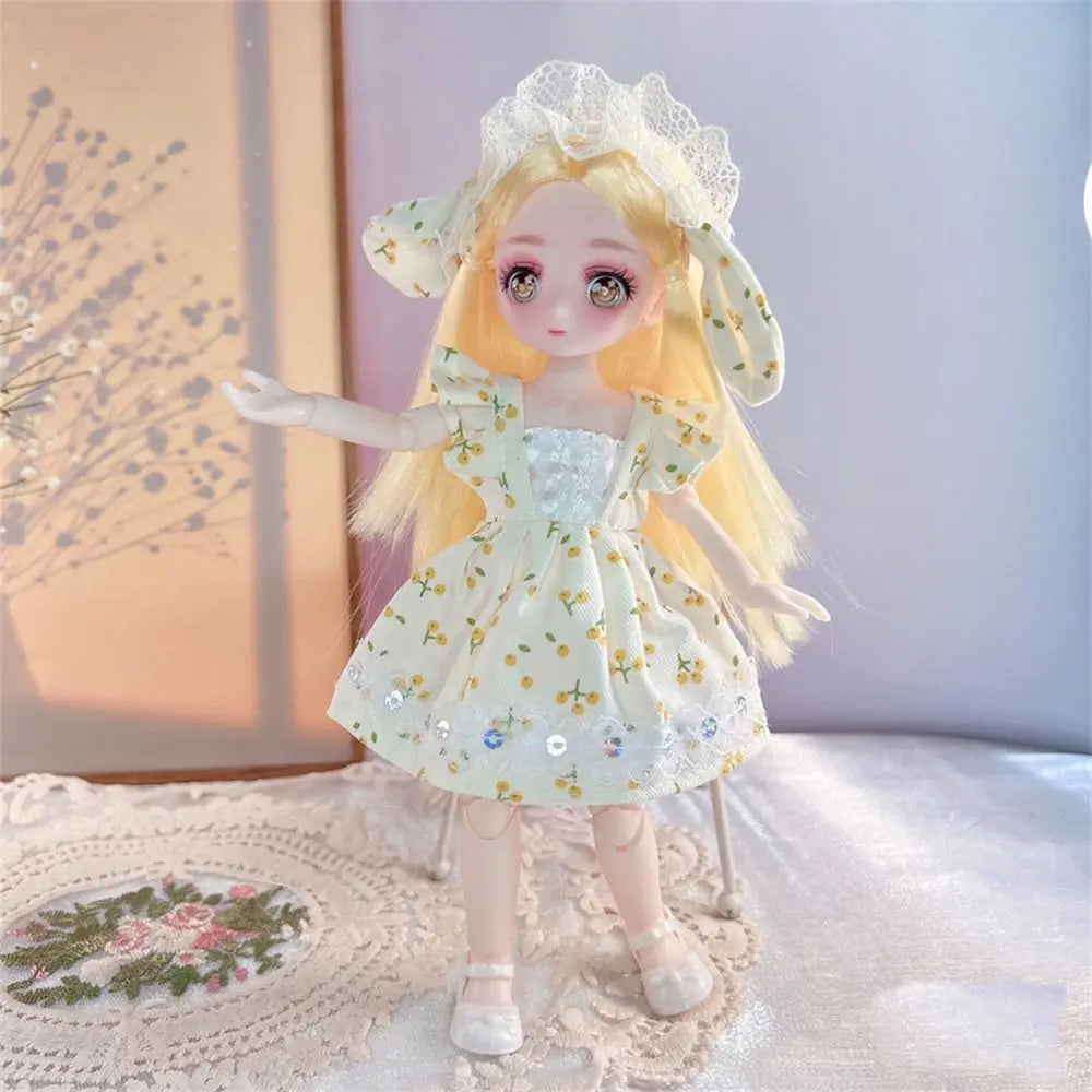 23cm BJD Doll with 3D Eyes and Movable Joints, DIY Dress-Up Doll with Clothes, Birthday Gift for Girls