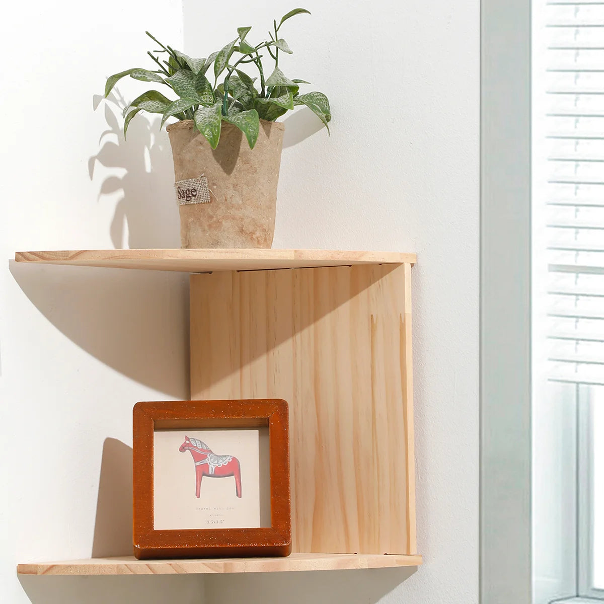 2/4/5 Layers Wooden Corner Shelf: Burlywood Floating Wall Organizer for Boho Home Decoration and Aesthetic Room Decor