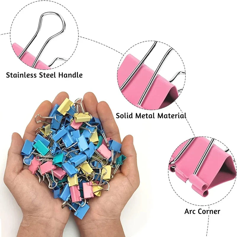 50pcs Colorful Mini Metal Binder Clips (15mm) for School and Office Supplies