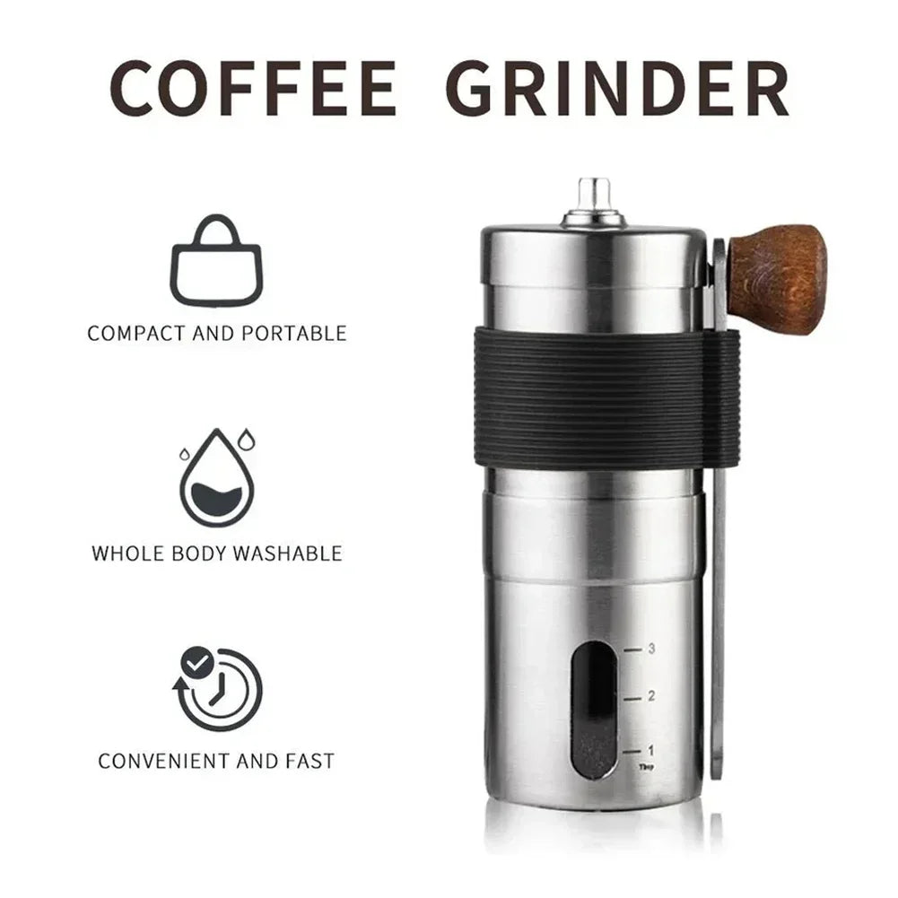 Premium Stainless Steel Manual Coffee Grinder: Portable Hand-Cranked with Scale