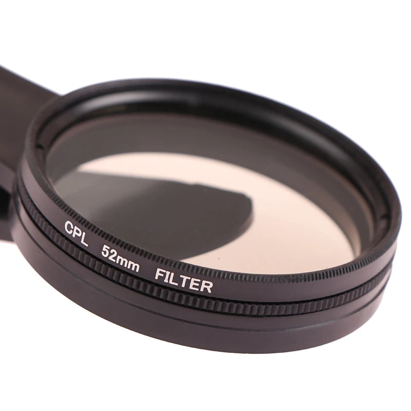 Universal 37/52mm CPL Circular Polarizer Filter: Portable Black Filter with Clip for Camera and Phone