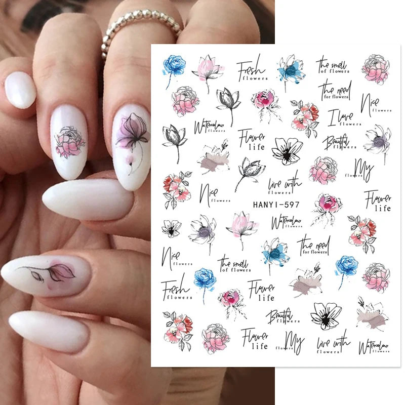 Succulent Plants 3D Nail Sticker - Spring Floral DIY Decoration