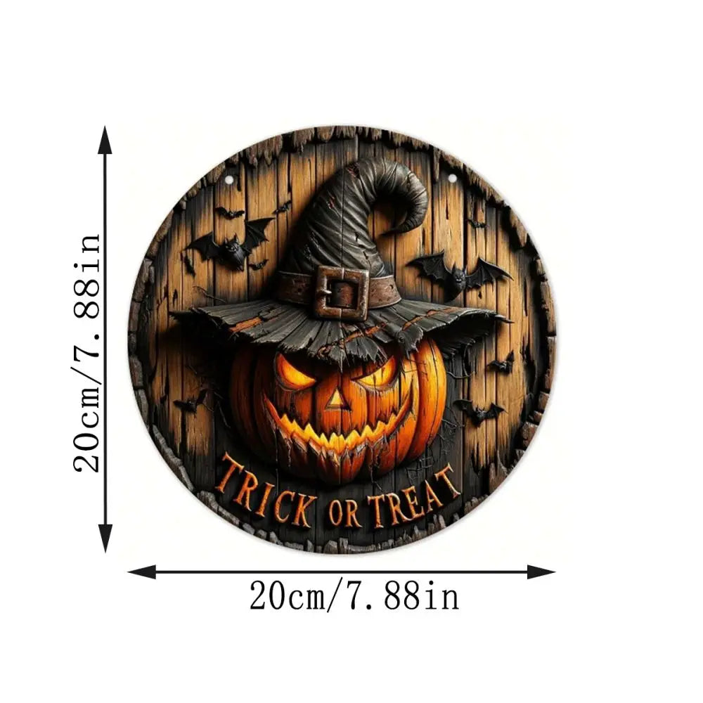 Halloween Wooden Wreath: Retro Pumpkin Head Hanging Decoration for Home and Garden