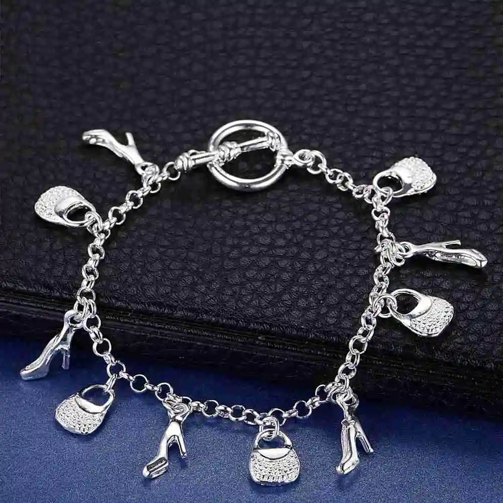925 Sterling Silver Heart Bracelet for Women and Men, High-Quality Romance Chain Fashion Jewelry for Engagement, Party and Wedding Gift