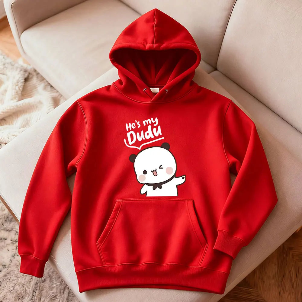 Bubu Dudu Bear Matching Couple Hoodies for Men and Women, Cute His and Hers Pullover Sweatshirts, Casual Fall Winter Outfit