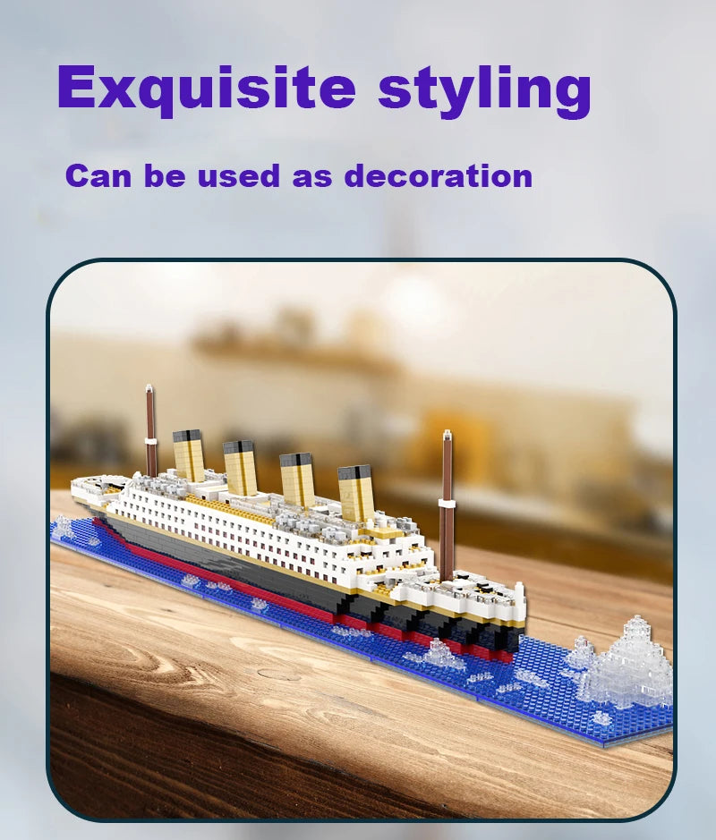 Titanic Building Block Model Kit: Small Particle Puzzle Cruise Ship for Kids