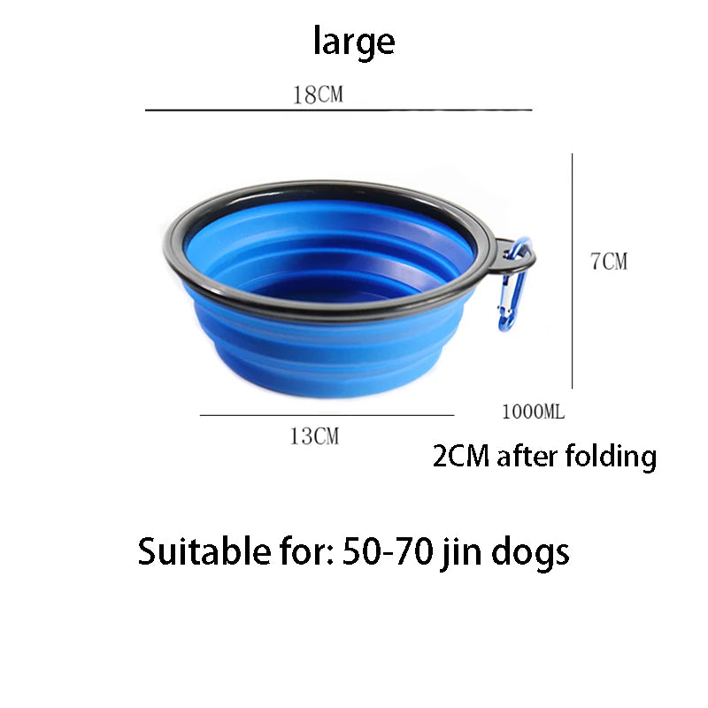 Large Collapsible Silicone Dog Bowl: Portable 350/1000ml Feeder Dish for Outdoor Travel