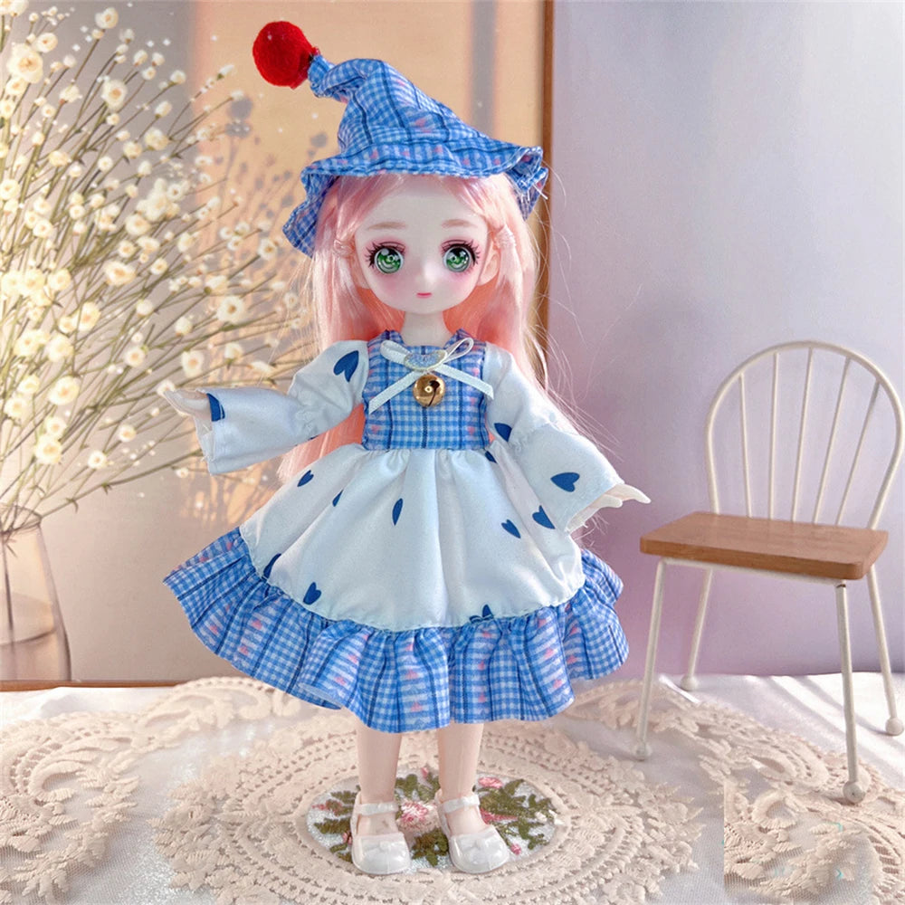 23cm BJD Doll with 3D Eyes and Movable Joints, DIY Dress-Up Doll with Clothes, Birthday Gift for Girls
