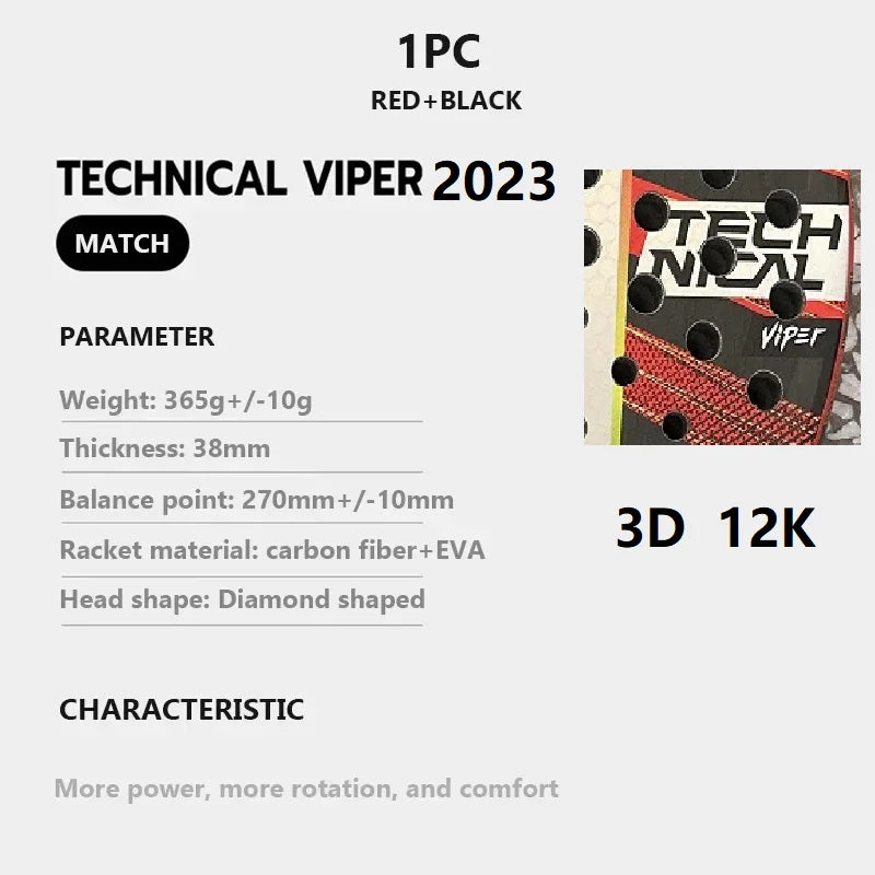 Professional-Grade Padel Tennis Racket | Lightweight Carbon Fiber Frame with Soft EVA Face