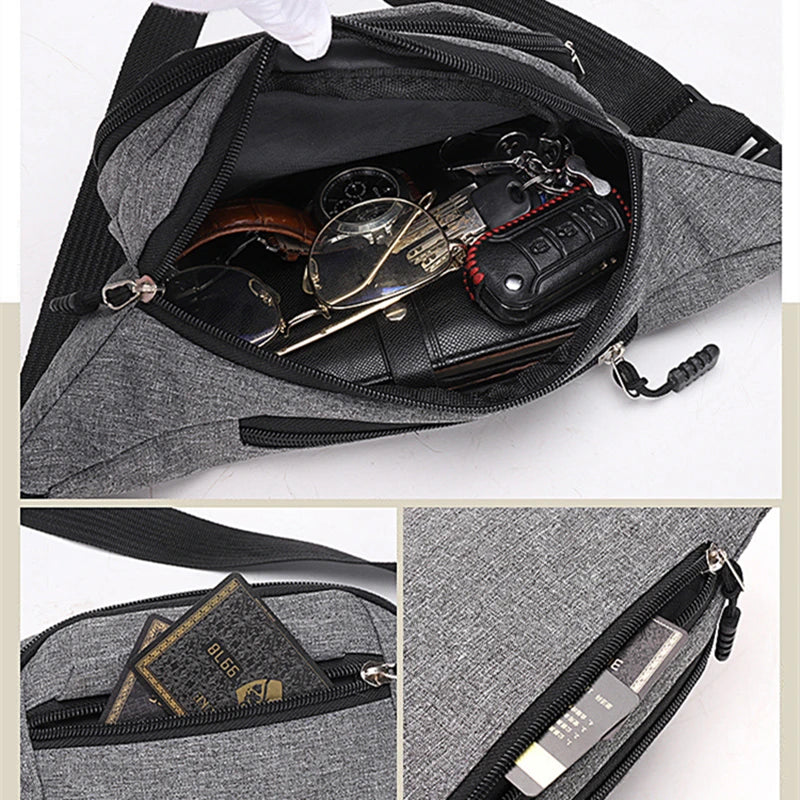 Men&#39;s Waterproof Crossbody Bag - Korean-Style Canvas Fanny Pouch for Outdoor Sports