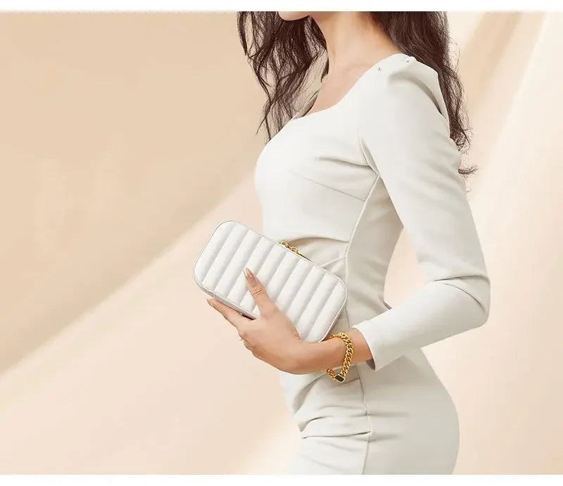 Portable Large Capacity Jewelry Storage Box with Double Metal Zipper, Mirror Compartment for Earrings, Necklaces and Accessories