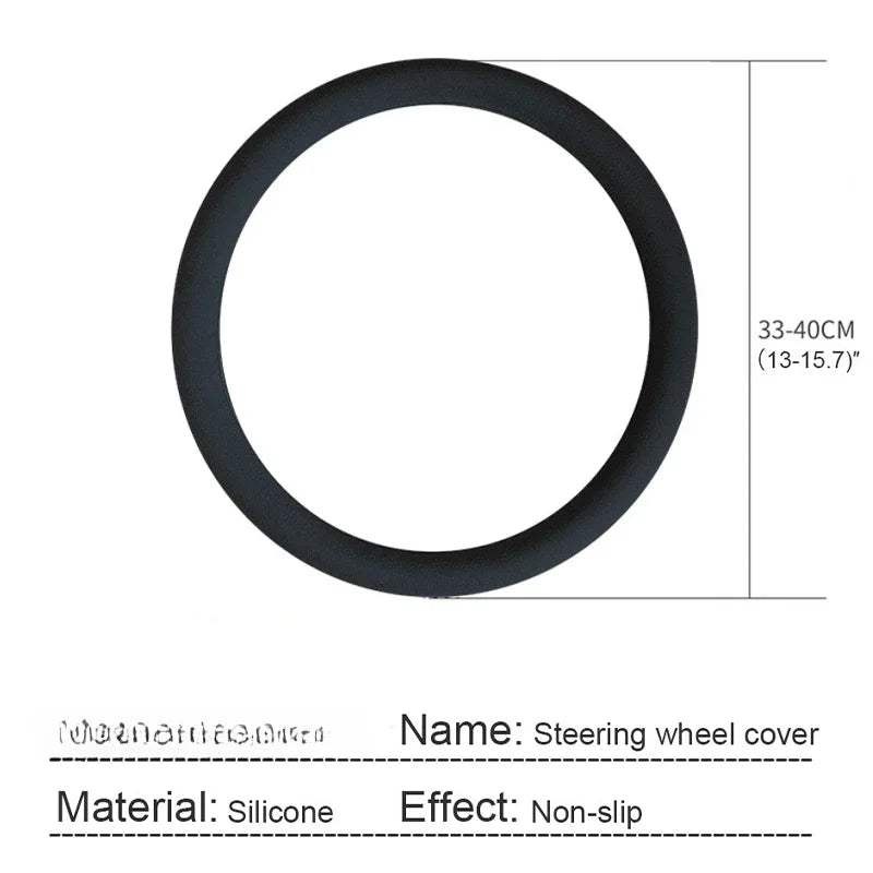 Silica Gel Steering Wheel Cover - Full Surround Elastic Protector, Anti-Slip, Universal Fit for 33-40cm Wheels