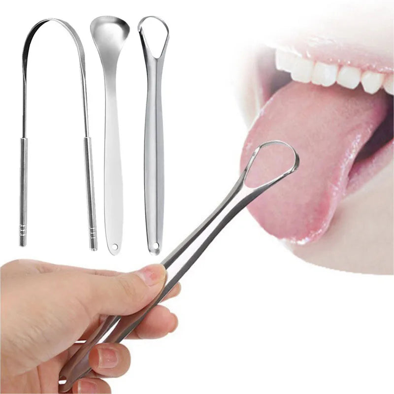 Stainless Steel Tongue Scraper - Oral Hygiene Cleaning Tool