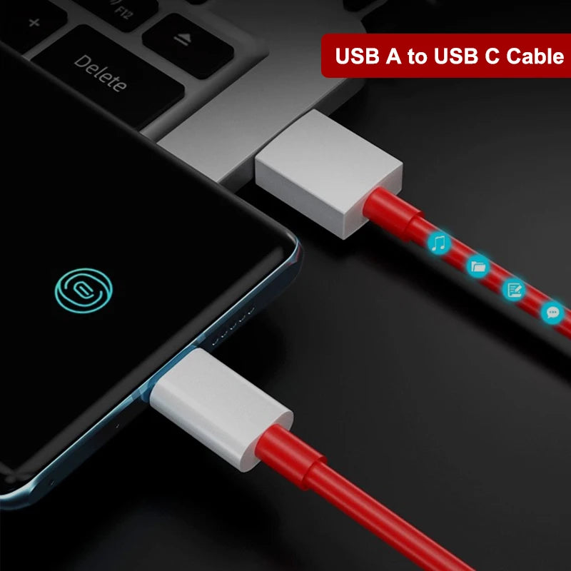 PD 65W Supervooc Fast Charger Cable – USB-C to Type-C for OnePlus Ace, 12, 11, 10T, 9, 8T, 7T Pro, Warp/Dash Charge, 6T, 5T