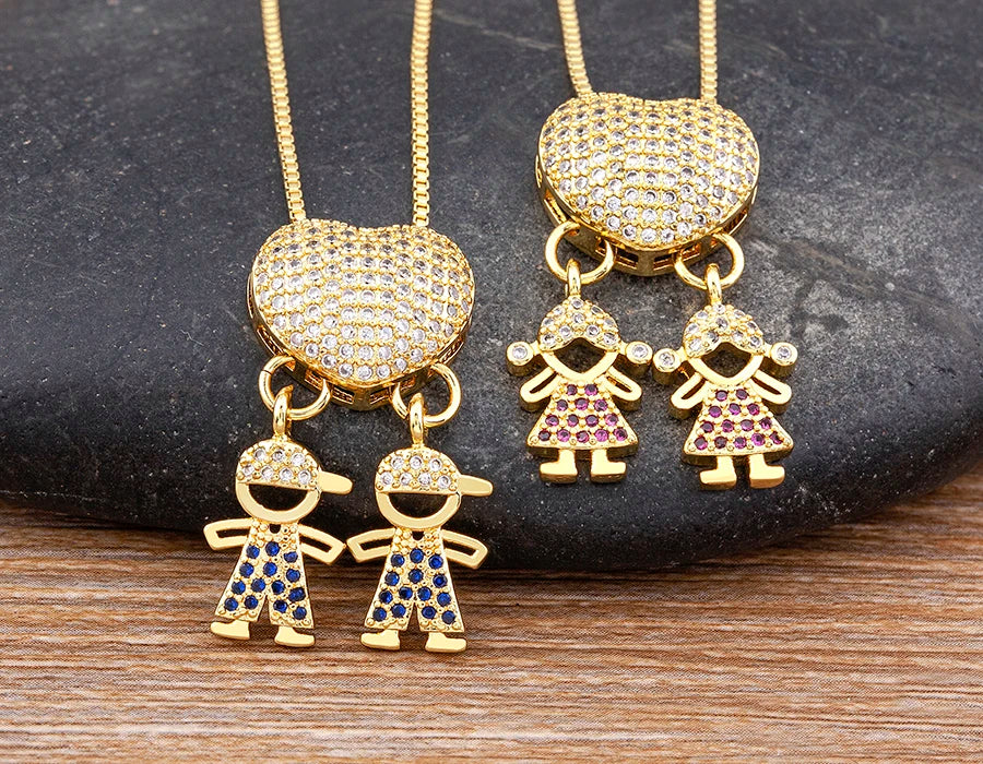 Nidin Luxury Crystal Zircon Heart Pendant Necklace for Girls and Boys, Romantic Inlaid Design Fashion