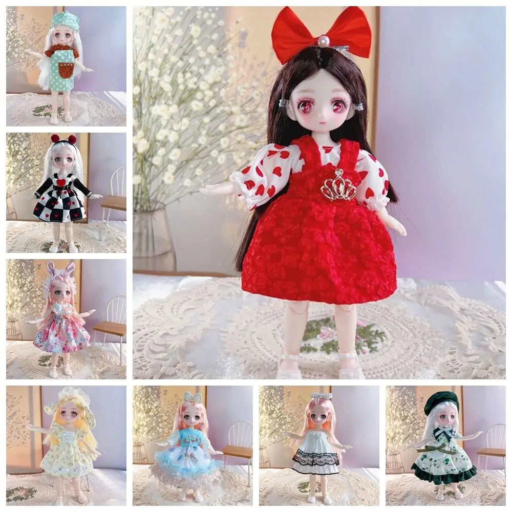 23cm BJD Doll with 3D Eyes and Movable Joints, DIY Dress-Up Doll with Clothes, Birthday Gift for Girls