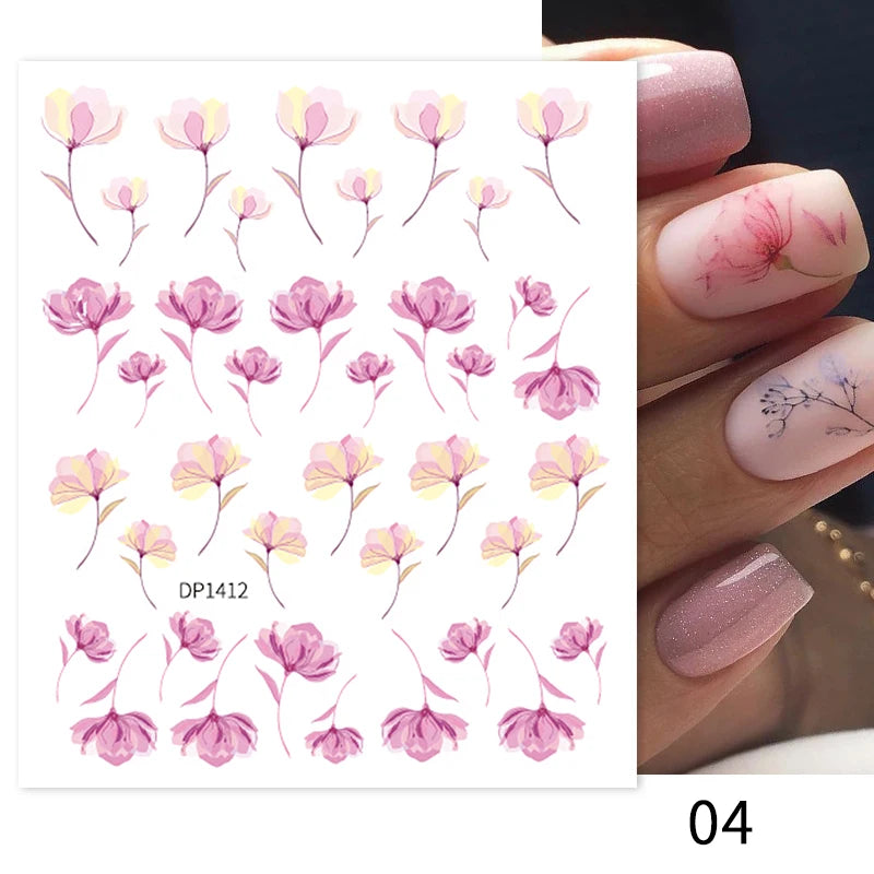 Succulent Plants 3D Nail Sticker - Spring Floral DIY Decoration