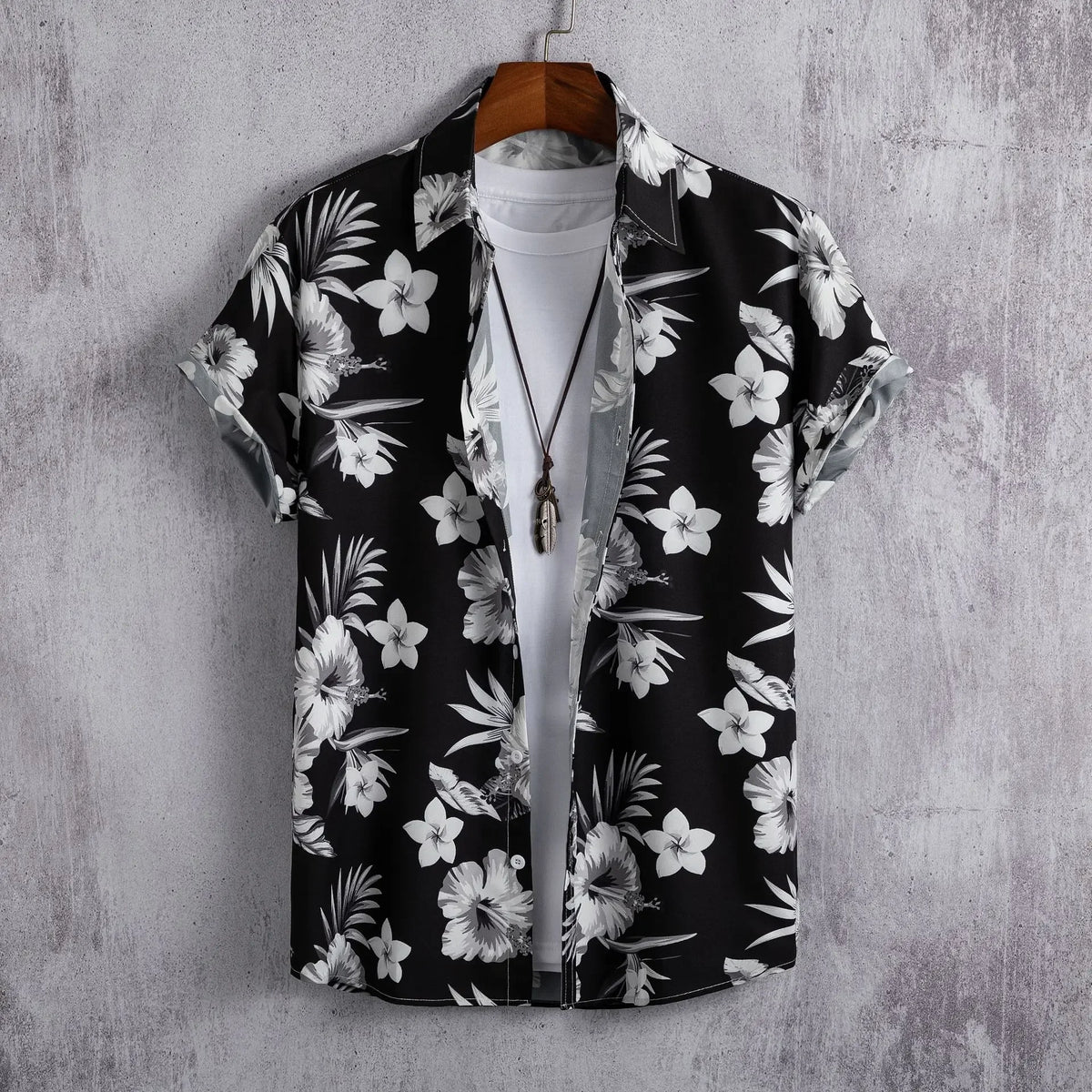 Men's Hawaiian Floral Print Shirt, Casual Short Sleeve Button-Up, Lightweight Beach Holiday Summer Wear