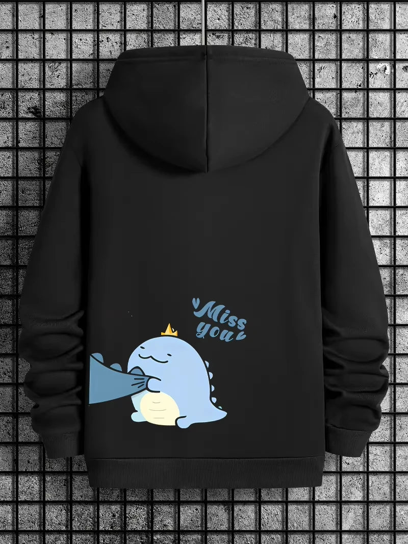 Love Print Fleece Hoodie for Men and Women, Casual Long Sleeve Pullover, Streetwear Autumn Winter Couple Sweatshirt