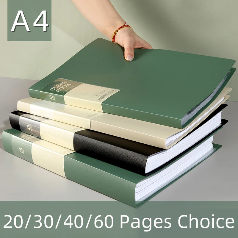 A4 Transparent Multi-Layer Folder with 20/30/40/60 Pages for Office &amp; School