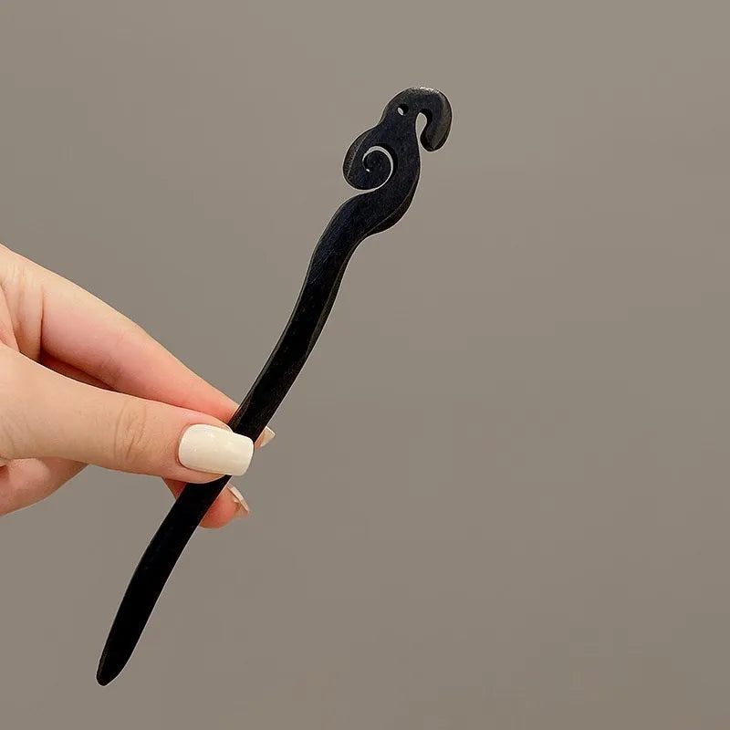 Simple Black Wood Hairpin – Elegant Hair Accessory for Women, Perfect for Everyday or Special Occasions