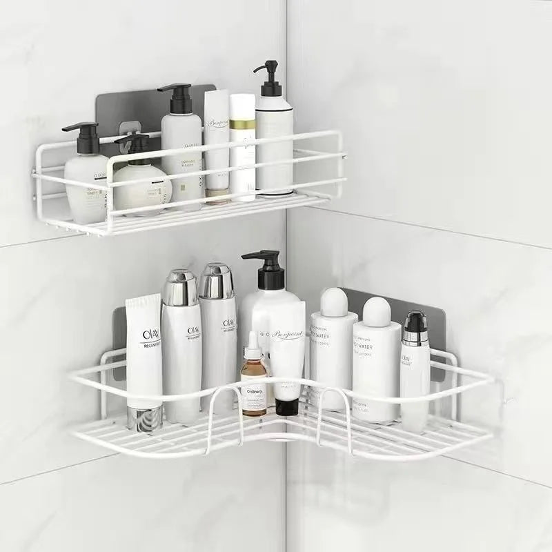 Wall-Mounted Corner Storage Shelf: Stylish Bathroom Organizer for Space-Saving Solutions