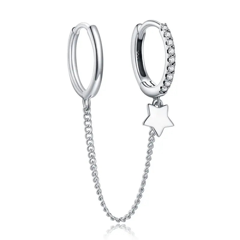Silver CZ Ear Cuff for Women and Girls, Platinum-Plated Non-Piercing Clip Earring, Elegant Wedding Party Jewelry