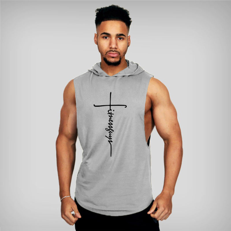 Fitness Guys Mens Hooded Tank Top Bodybuilding Stringer Hoodies Singlets Summer Gym Clothing Cotton Sports Sleeveless T Shirt