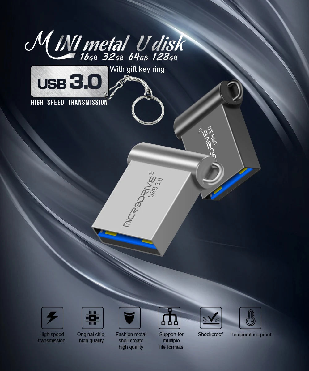 USB Flash Drive – High-Speed 3.0 Mini Pendrive, Available in 16GB, 32GB, 64GB, and 128GB for USB Storage