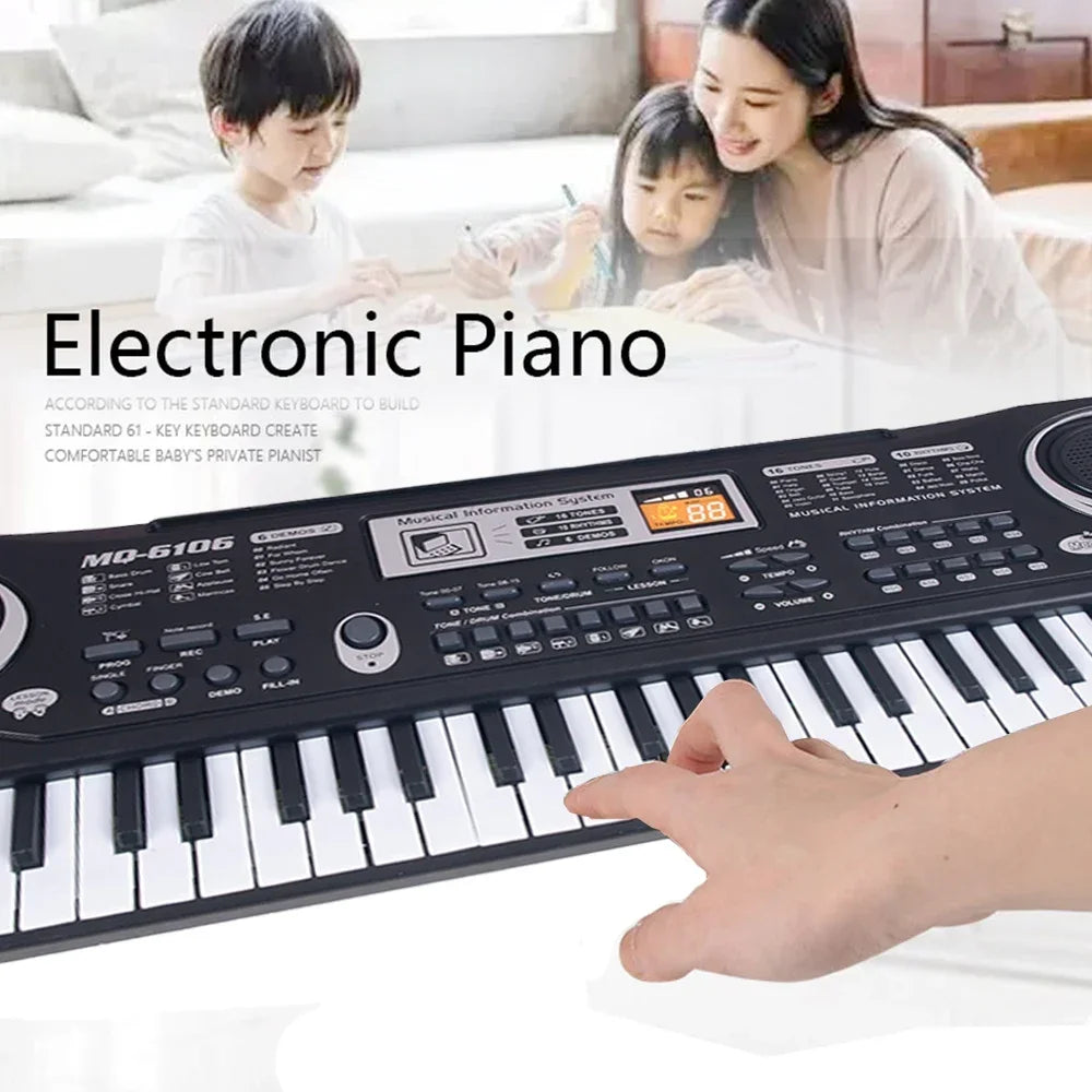 Kids Electronic Piano Keyboard - 61/37 Keys with Microphone