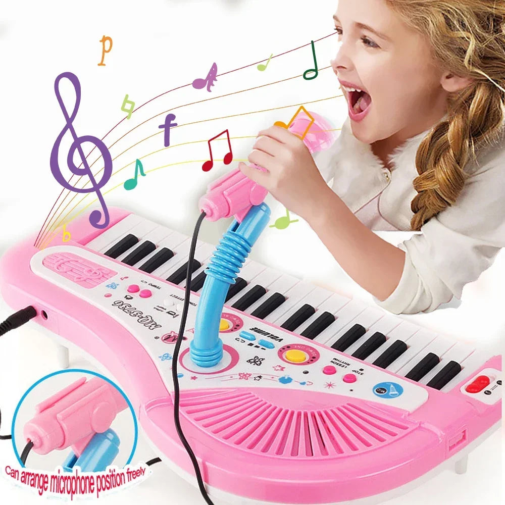 Kids Electronic Piano Keyboard - 61/37 Keys with Microphone