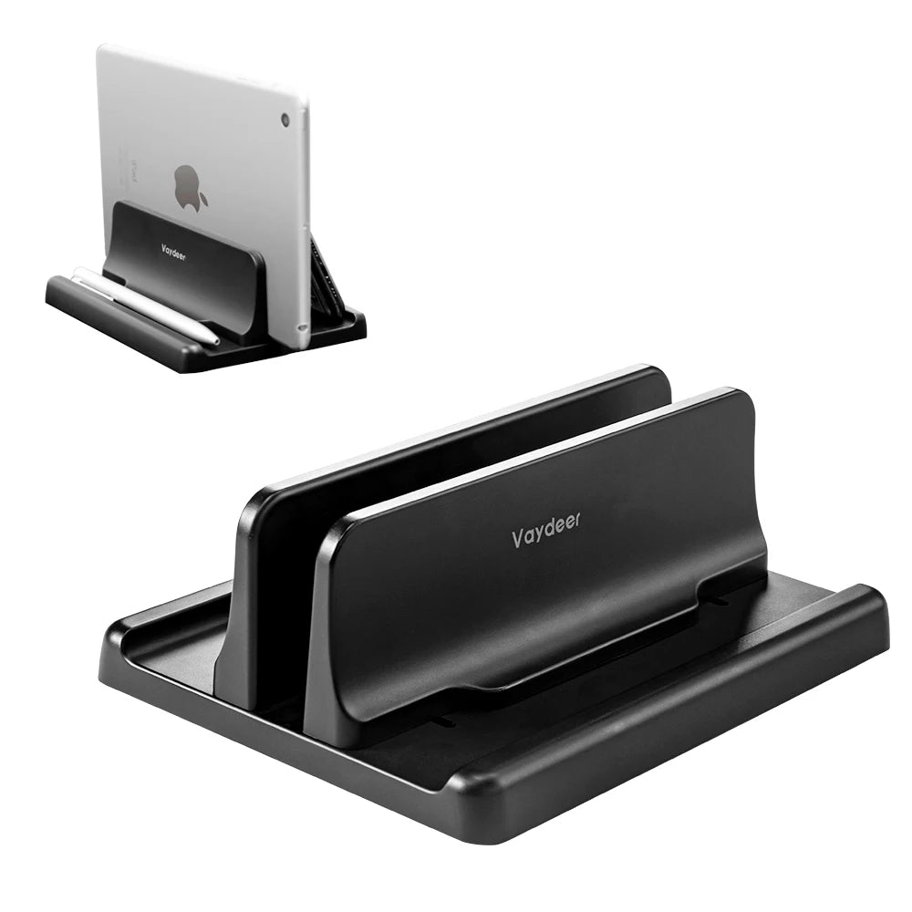 Vaydeer Plastic Vertical Laptop Stand – Adjustable Desktop Holder, Space-Saving 3-in-1 Notebook Dock