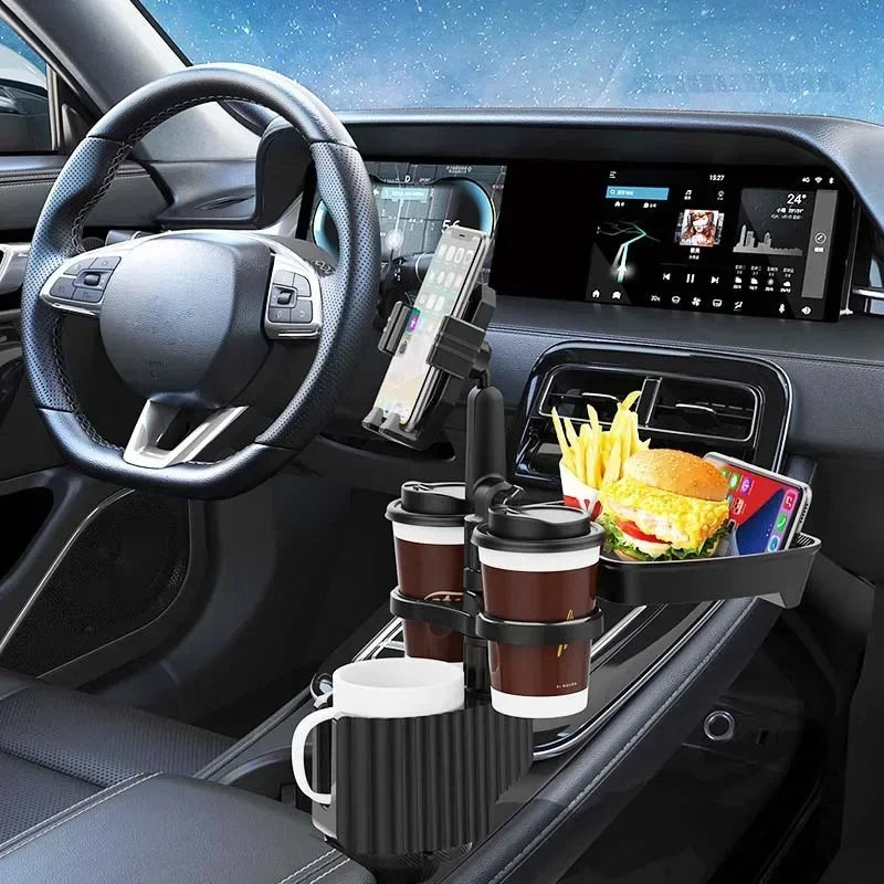 Rotatable Car Tray &amp; Storage Rack | Multi-Functional Cup &amp; Phone Holder