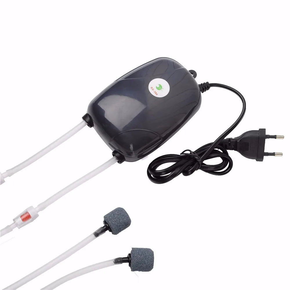 Mini Aquarium Air Pump: 220V Compressor with Single/Double Outlet and Check Valve