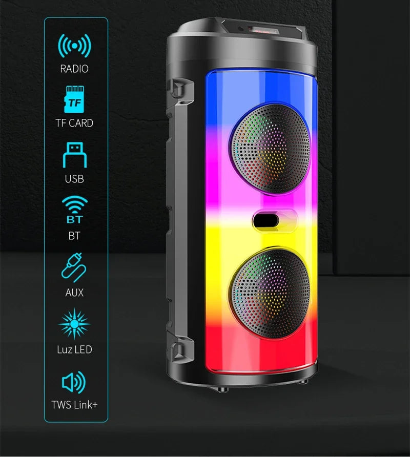 30W Wireless Column Bluetooth Speaker - Portable Subwoofer for Parties with Microphone